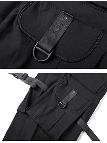Black Techwear Cargo Pants for Men Streetwear Fashion