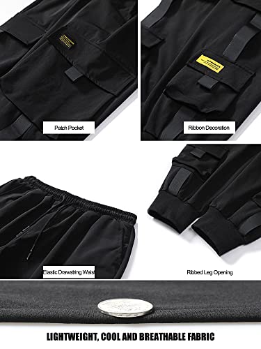 Black Techwear Cargo Pants for Men Streetwear Fashion