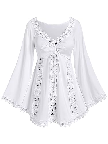 ROSE GAL Lace Trim Renaissance Top (White, 1/3X)