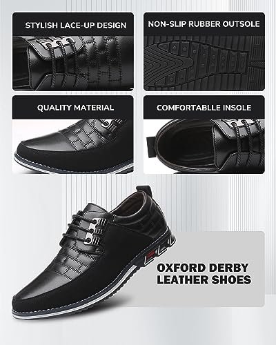 Orthopedic Leather Formal Business Shoes, Black, Size 12