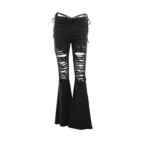 Black Bell Bottom Gothic Pants for Women