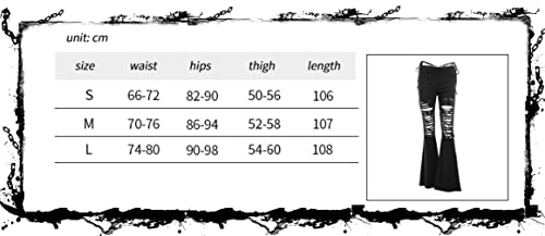 Black Bell Bottom Gothic Pants for Women