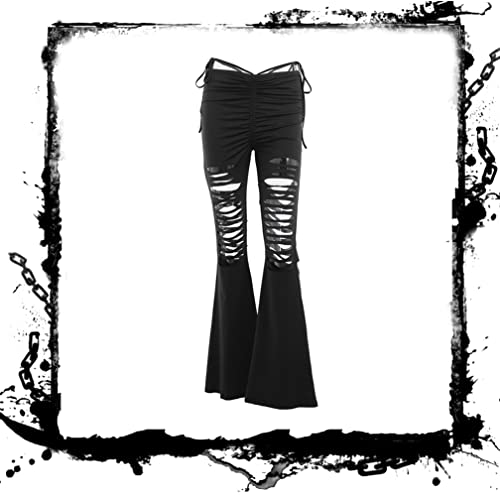 Black Bell Bottom Gothic Pants for Women