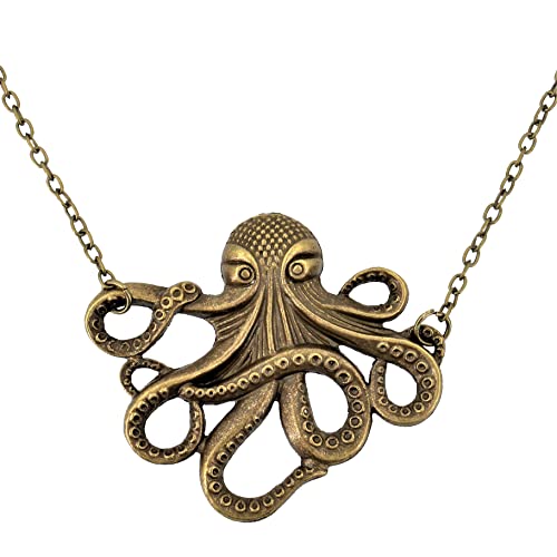 Bronze Octopus Pendant Necklace for Pirate Halloween Costume