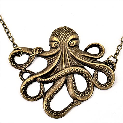 Bronze Octopus Pendant Necklace for Pirate Halloween Costume
