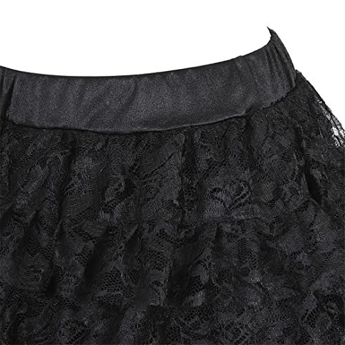 Steampunk Gothic High Low Lace Skirt Black