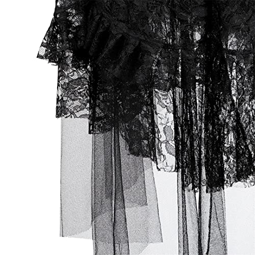 Steampunk Gothic High Low Lace Skirt Black
