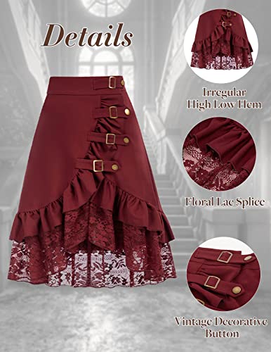 Wine Lace Steampunk Pirate Skirt Fantasy Goddess Wear