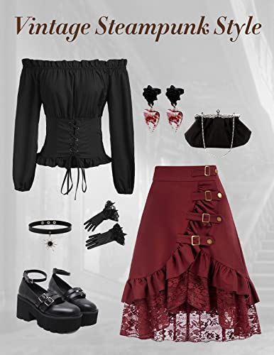 Wine Lace Steampunk Pirate Skirt Fantasy Goddess Wear