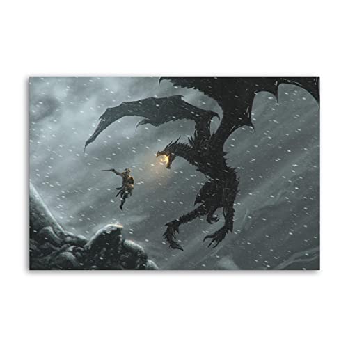 Dragon Mountain Elder Scrolls Fantasy Poster Home Decor 12x18inch