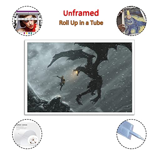 Dragon Mountain Elder Scrolls Fantasy Poster Home Decor 12x18inch