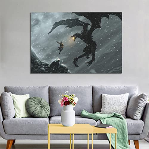 Dragon Mountain Elder Scrolls Fantasy Poster Home Decor 12x18inch