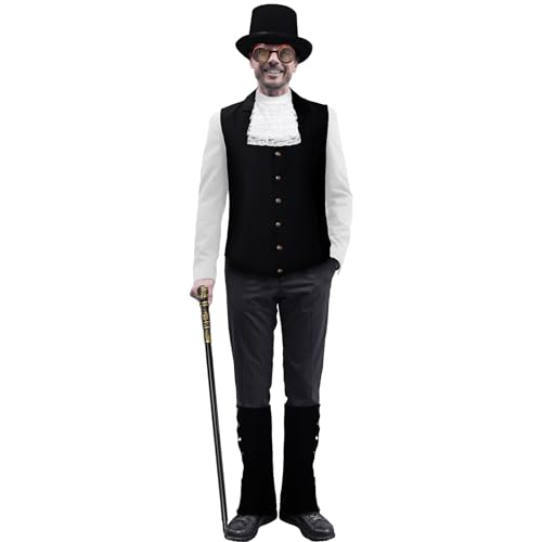 Steampunk Costume Set: Vest, Hat, Goggles for Men