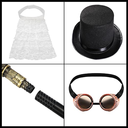 Steampunk Costume Set: Vest, Hat, Goggles for Men