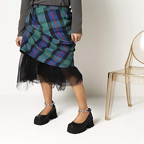 Goth Chain Ankle Mary Janes Platform Pumps