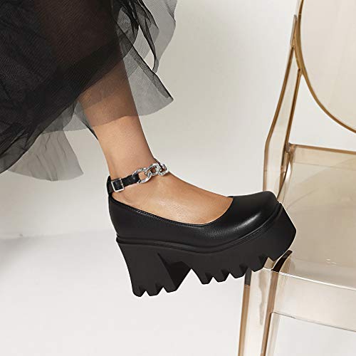Goth Chain Ankle Mary Janes Platform Pumps