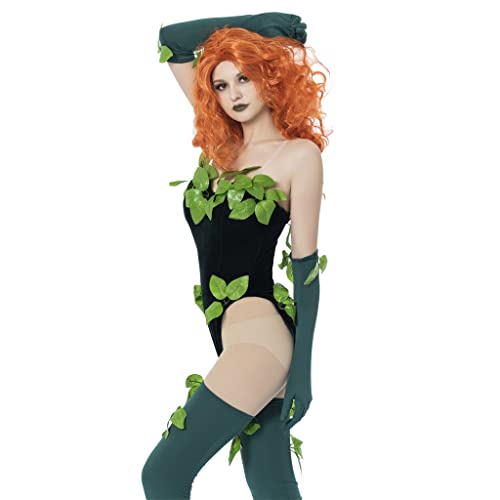 Poison Ivy Cosplay Costume with Skinny Green Bodysuit