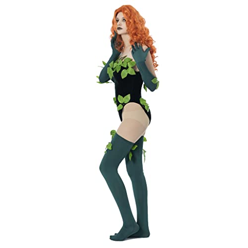 Poison Ivy Cosplay Costume with Skinny Green Bodysuit