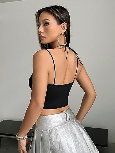 SOLY HUX Women's Y2K Mesh Halter Crop Top