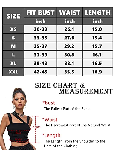 CYCLAMEN Women's Gothic Buckle Tank Crop Top, Black