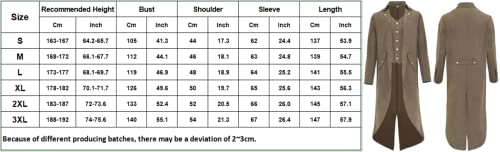 Brown Steampunk Frock Coat for Men (Large)