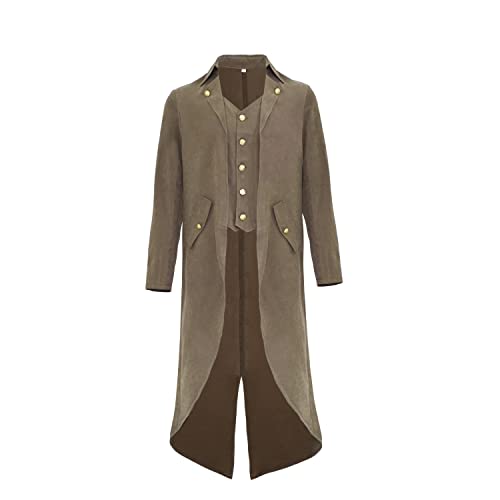 Brown Steampunk Frock Coat for Men (Large)