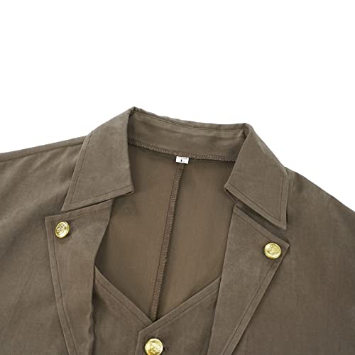 Brown Steampunk Frock Coat for Men (Large)