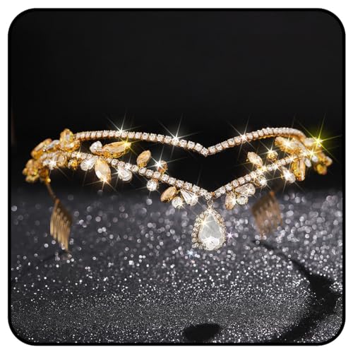 Goddess Gold Crown Tiaras for Women