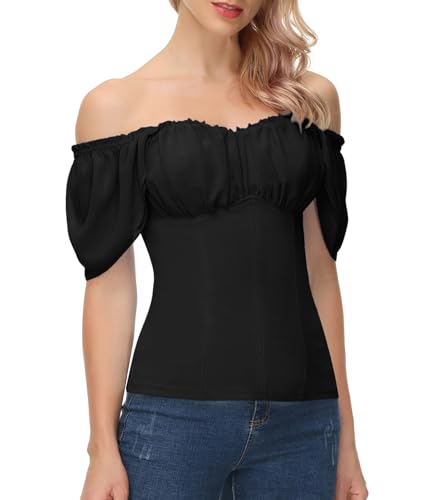Black Ruffle Sleeved Top for Women
