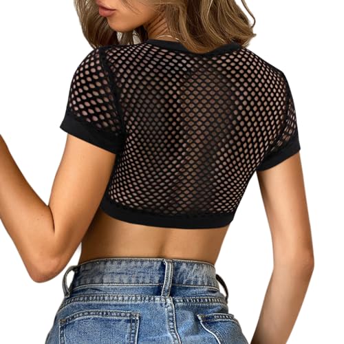 Women's Fishnet Buckle Crop Top 