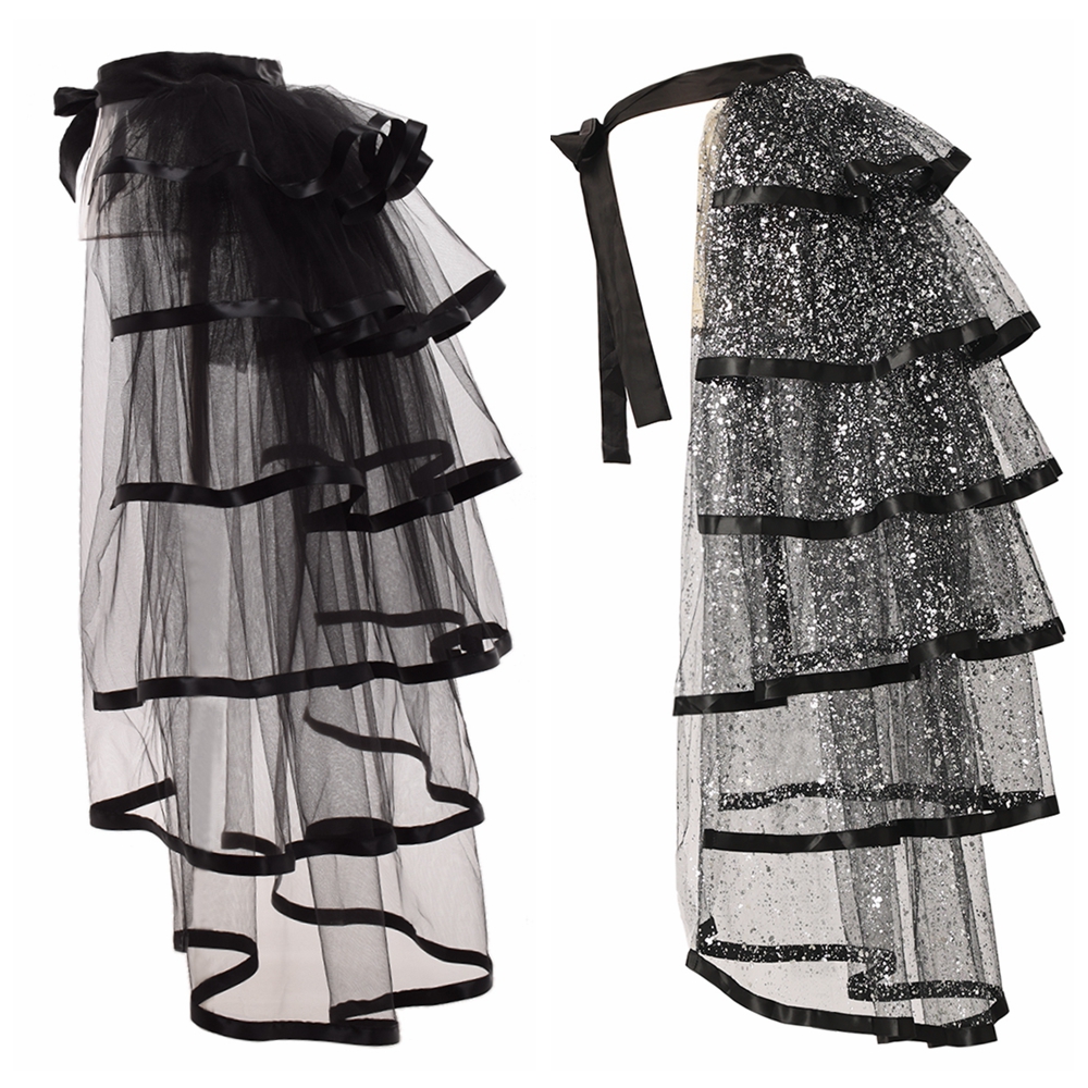 Gothic Steampunk Ruffled Tie-up Tutu Fantasy Skirt