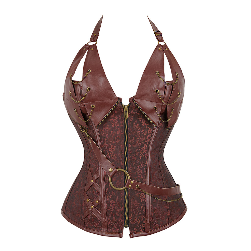 Steampunk Leather Corset, Brown
