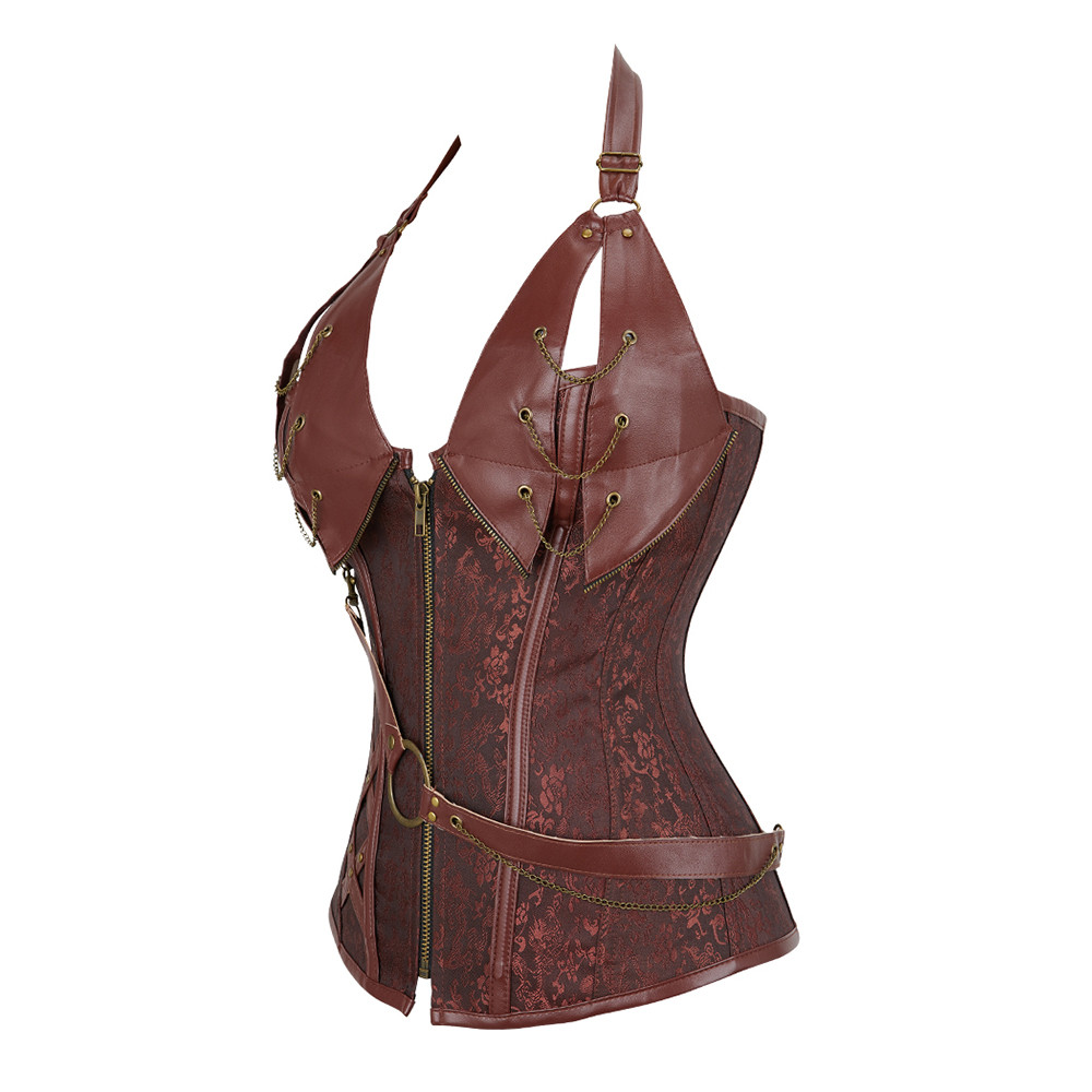 Steampunk Leather Corset, Brown