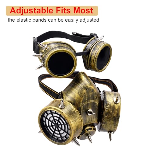Retro Steampunk Gas Mask with Goggles & Metal Rivets