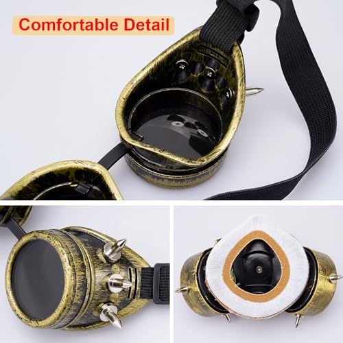 Retro Steampunk Gas Mask with Goggles & Metal Rivets