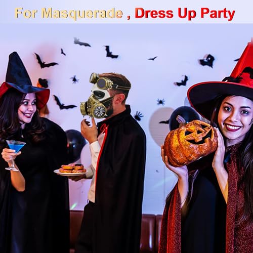 Retro Steampunk Gas Mask with Goggles & Metal Rivets