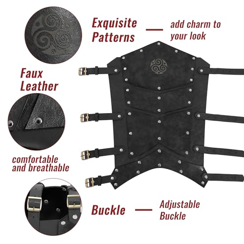 Black Faux Leather Medieval Leg Armor Boot Covers