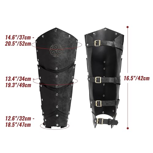 Black Faux Leather Medieval Leg Armor Boot Covers