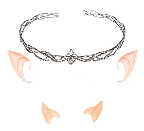 Fairy Rhinestone Circlet Crown with Elf Ears