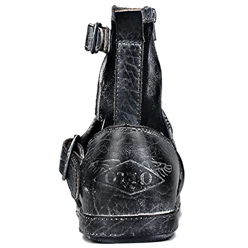 Fantasy Zipper-Up Leather Moto Boots - Snow Black