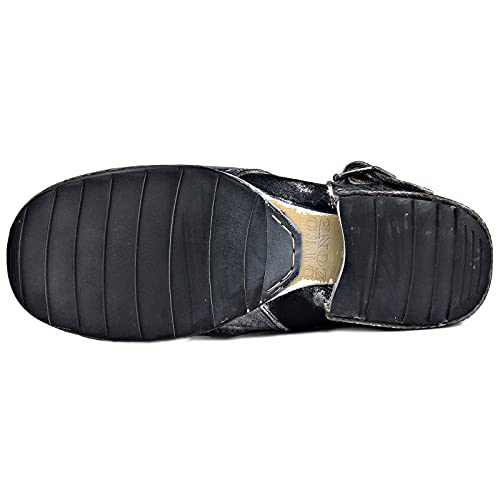 Fantasy Zipper-Up Leather Moto Boots - Snow Black