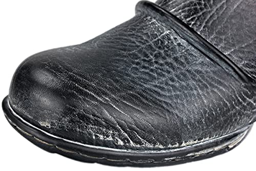 Fantasy Zipper-Up Leather Moto Boots - Snow Black