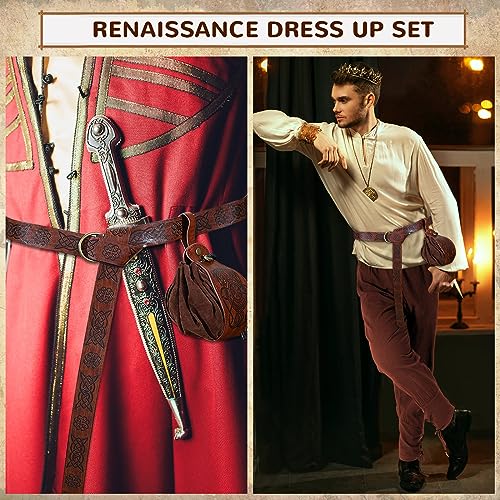 Men's Pirate Costume Set with Shirt, Pants, Belt