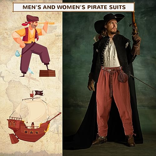 Men's Pirate Costume Set with Shirt, Pants, Belt