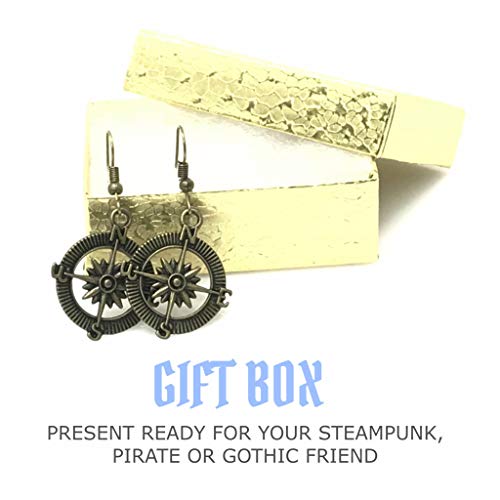 Nautical Pirate Compass Earrings Pendant Set Antique Style