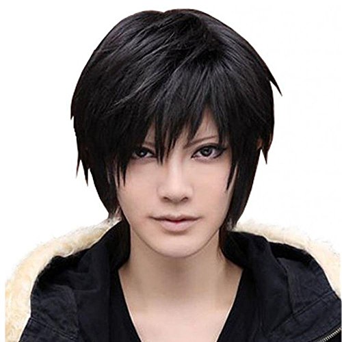 Hitele Men's Black Short Straight Hair Wig for Cosplay