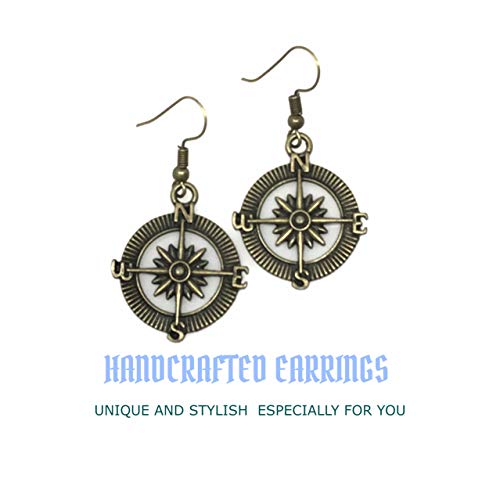 Nautical Pirate Compass Earrings Pendant Set Antique Style