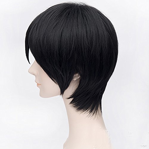 Hitele Men's Black Short Straight Hair Wig for Cosplay