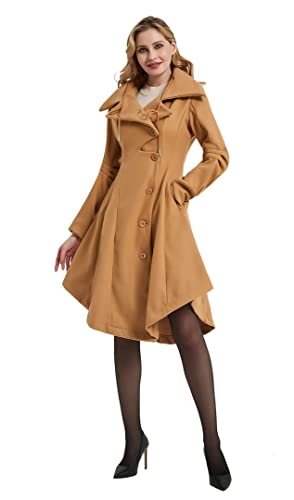 Gothic Wool Blend Trench Coat Fantasy Fashion Women's