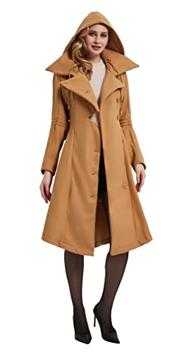 Gothic Wool Blend Trench Coat Fantasy Fashion Women's